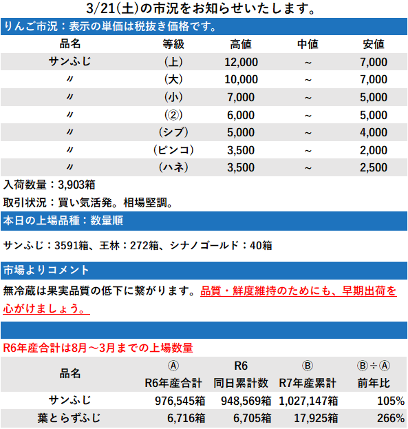 3/21 市況 3,903箱