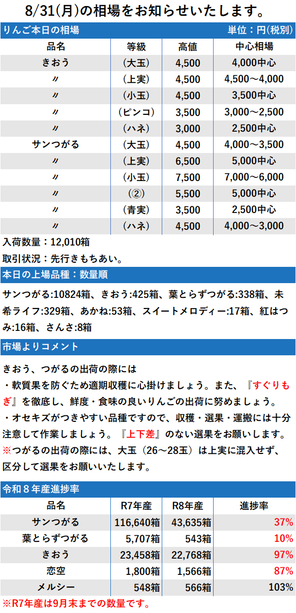 8/31 市況 12,010箱