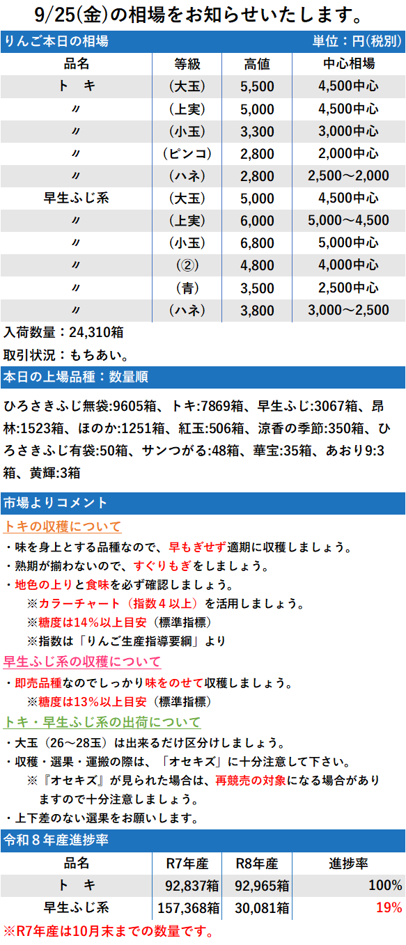 9/25 市況 24,310箱